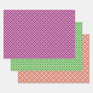 Floral Kimono Print, Plum, Jade, Peach Wrapping Pa Paper Sheets