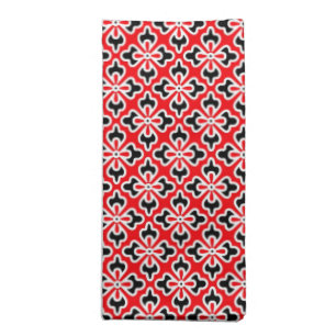 Floral kimono print, red, black and white cloth napkin