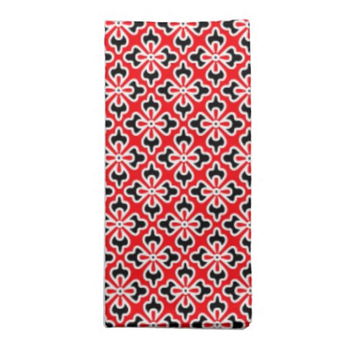 Floral kimono print red black and white cloth napkin