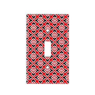 Floral kimono print, red, black and white light switch cover