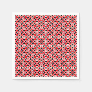 Floral kimono print, red, black and white paper napkins
