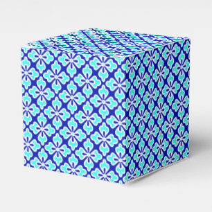 Floral kimono print, turquoise and cobalt blue favor boxes