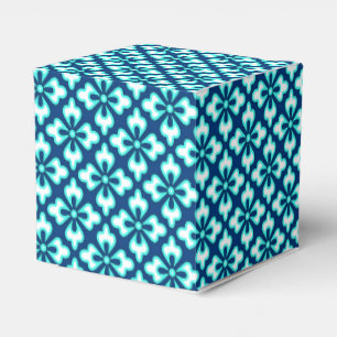 Floral kimono print, turquoise and indigo favor boxes