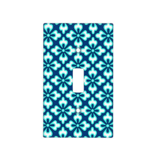 Floral kimono print, turquoise and indigo light switch cover