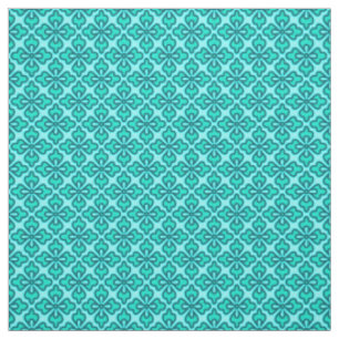 Floral kimono print, turquoise, navy and aqua fabric
