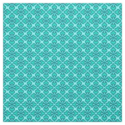 Floral kimono print, turquoise, navy and aqua fabric