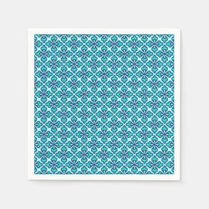 Floral kimono print, turquoise, navy and aqua paper napkins