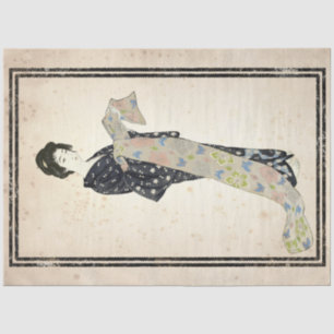 Floral Kimono Woman Japanese Vintage Decoupage Art Tissue Paper