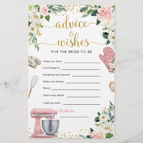 Floral Kitchen Bridal Shower Advice and Wishes