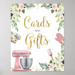 Floral Kitchen Bridal Shower Cards and Gifts Poster<br><div class="desc">Floral Kitchen Bridal Shower Cards & Gifts Poster</div>