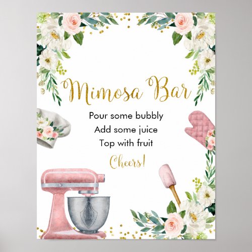 Floral Kitchen Bridal Shower Mimosa Bar Poster