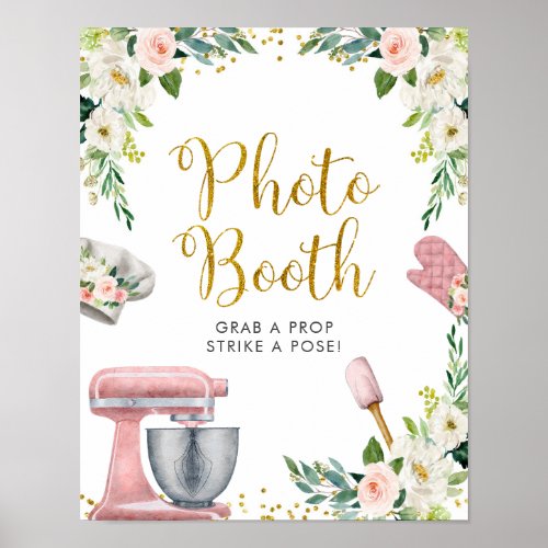 Floral Kitchen Bridal Shower Photo Booth Poster