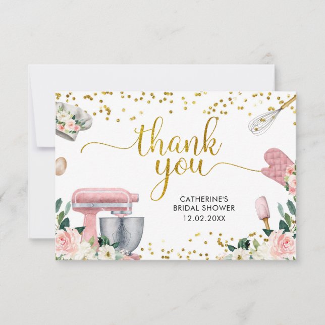Floral Kitchen Bridal Shower Thank You Card (Front)