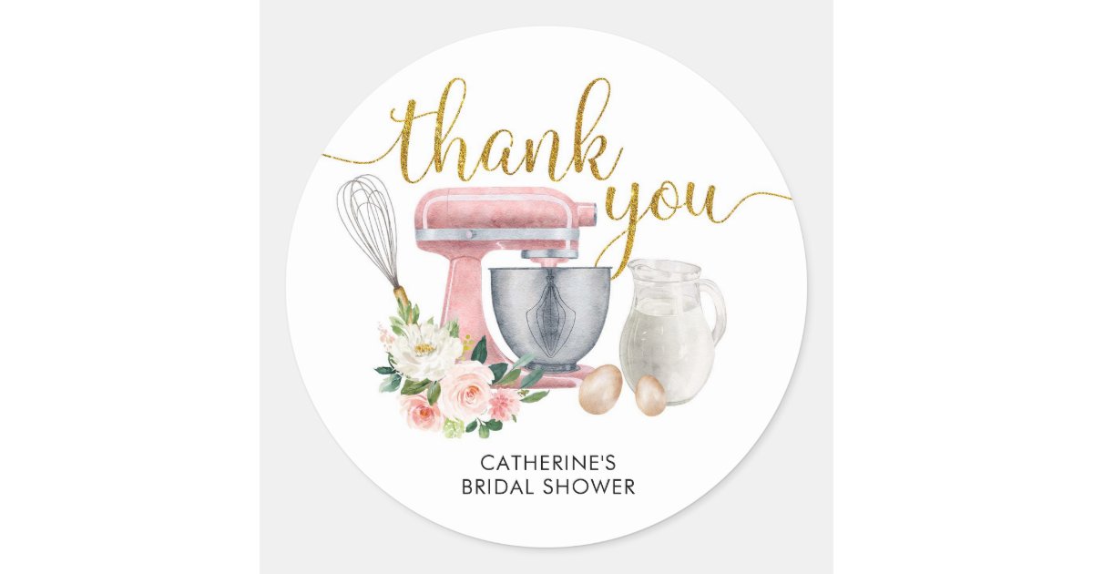 Floral Kitchen Bridal Shower Thank You Sticker | Zazzle