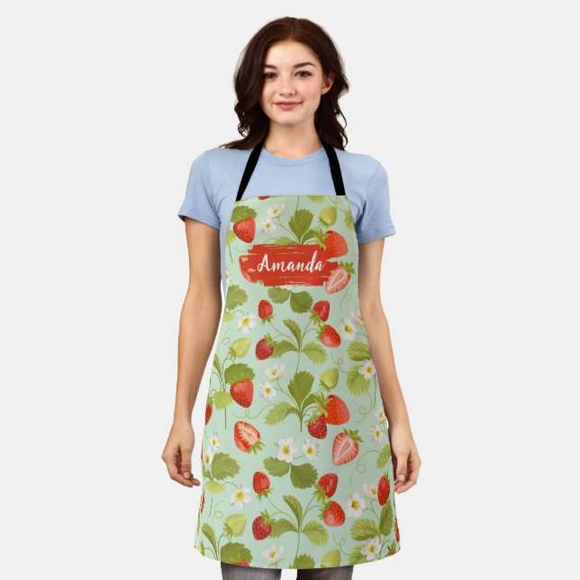 Floral Kitchen Custom Apron, Heart, Cook Bake BBQ Apron (Worn)