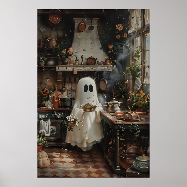 Floral Kitchen Ghost Print, Dark Academia Poster (Front)