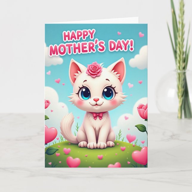 Floral Kitten Mothers Day Card (Front)