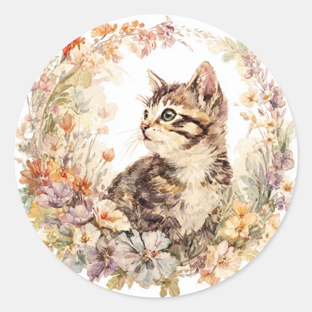 Floral Kitten Sticker Sheet (Front)