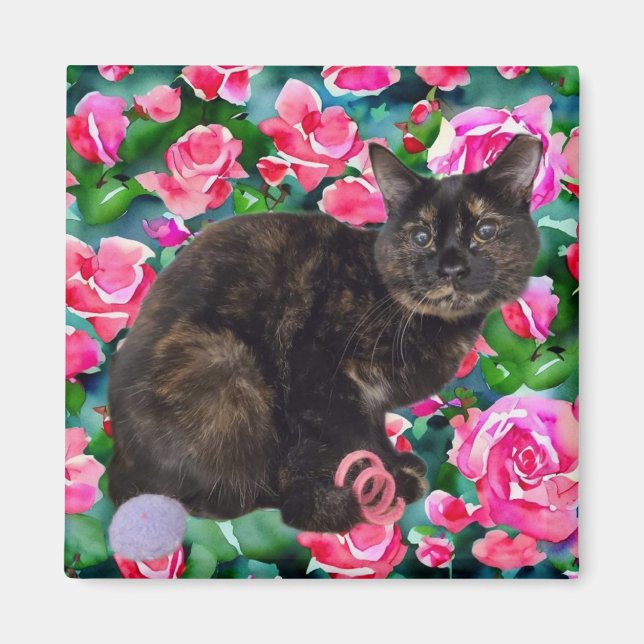 Floral Kitty Magnet (Front)