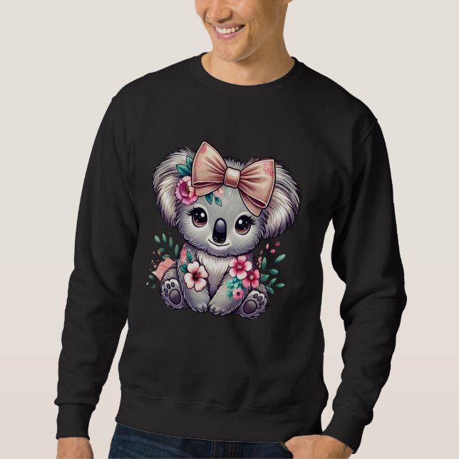 Floral Koala Bear Flower Bow Cute Koala Lover Wome Sweatshirt (Front)