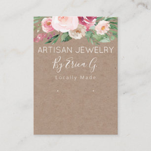 Floral Kraft Handmade Earrings Jewelry Display Business Card