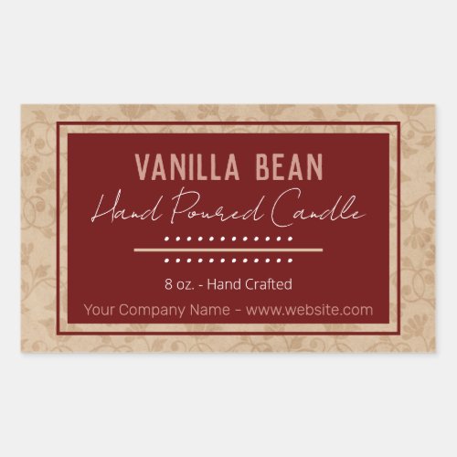Floral Kraft Rustic Soy Candle  Rectangular Sticker