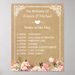 Floral Kraft Wedding Sign for Order of the Day<br><div class="desc">Floral Kraft Wedding Sign for Order of the Day Template. (1) The default size is 8.5 x 11 inches, you can change it to any size. (2) For further customization, please click the "customize further" link and use our design tool to modify this template. (3) If you need help or...</div>