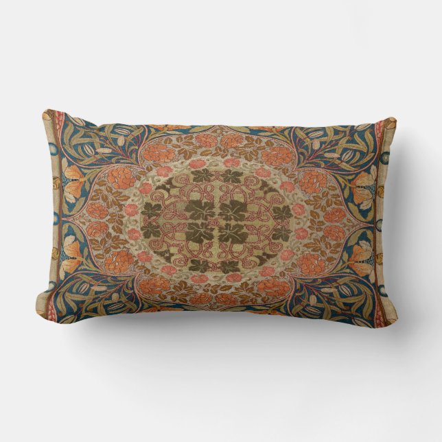 Floral L:umbar Pillow, Arts and Crafts Movement Lumbar Pillow (Front)