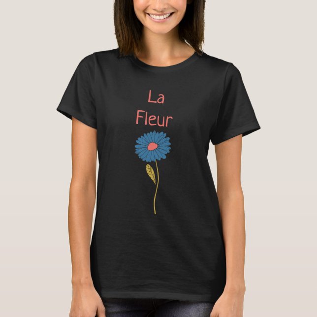 Floral La Fleur Blue Orange Black T-Shirt (Front)