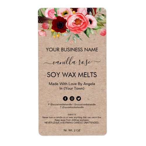Floral Labels For Soy Melt Packaging