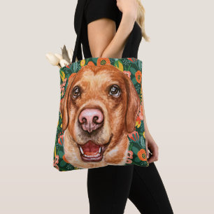 Floral Labrador Dog Tote Bag