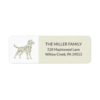 Floral Labrador Retriever Dog Silohouette Address Label