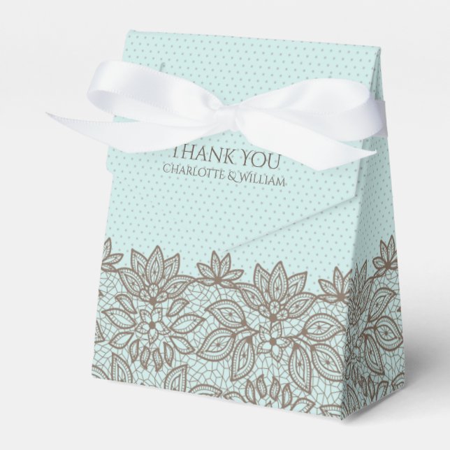 Floral Lace and Polka Dots Favor Gift Box (Front Side)