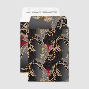Floral Lace Black, Gold Grey Envelope Mailers