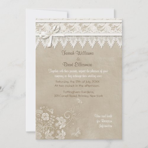 Floral Lace Butterfly Wedding Invitation