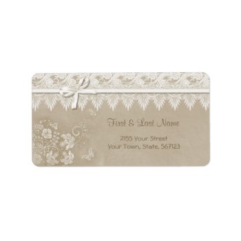 Floral Lace Butterfly Wedding Label by SpiceTree_Weddings at Zazzle