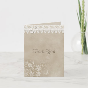 Floral Lace Butterfly Wedding Thank You Card