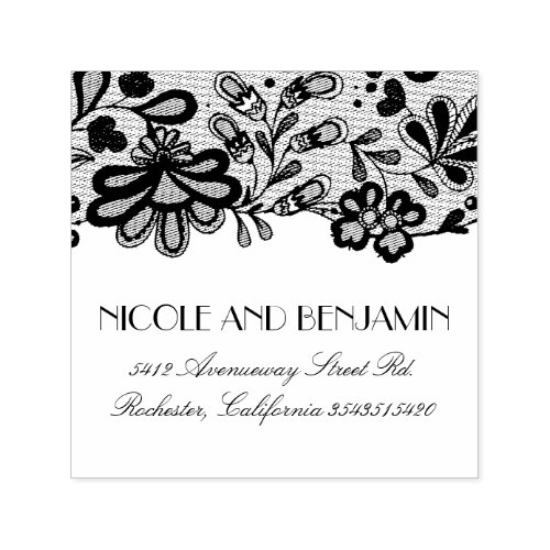 Floral Lace Elegant Wedding Self-inking Stamp - Lace ink stamps