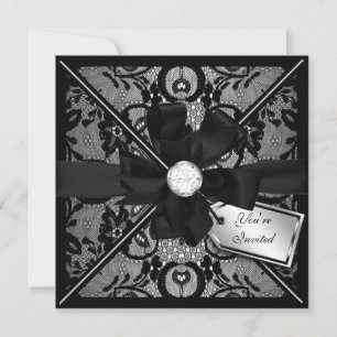 Floral Lace Invite with Diamond Bow