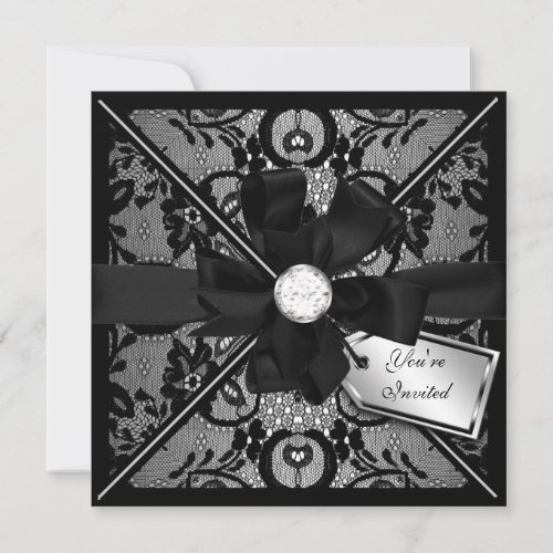 Floral Lace Invite with Diamond Bow