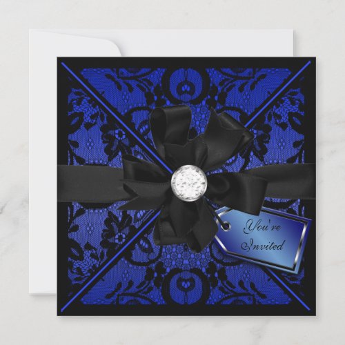 Floral Lace Invite with Diamond Bow