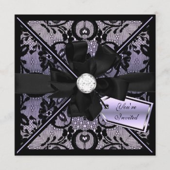 Floral Lace Invite With Diamond Bow by TreasureTheMoments at Zazzle