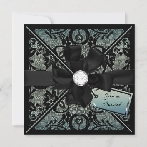 Floral Lace Invite with Diamond Bow