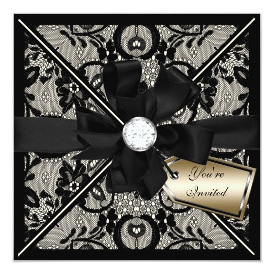 Floral Lace Invite with Diamond Bow