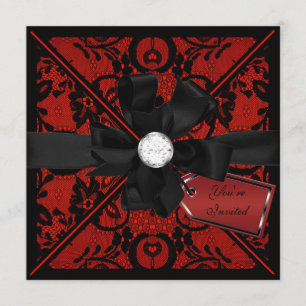 Floral Lace Invite with Diamond Bow