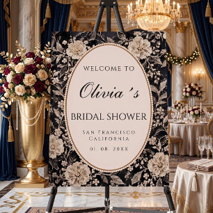 Floral Lace love Pearl Bridal Shower Welcome sign