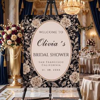 Floral Lace love Pearl Bridal Shower Welcome sign