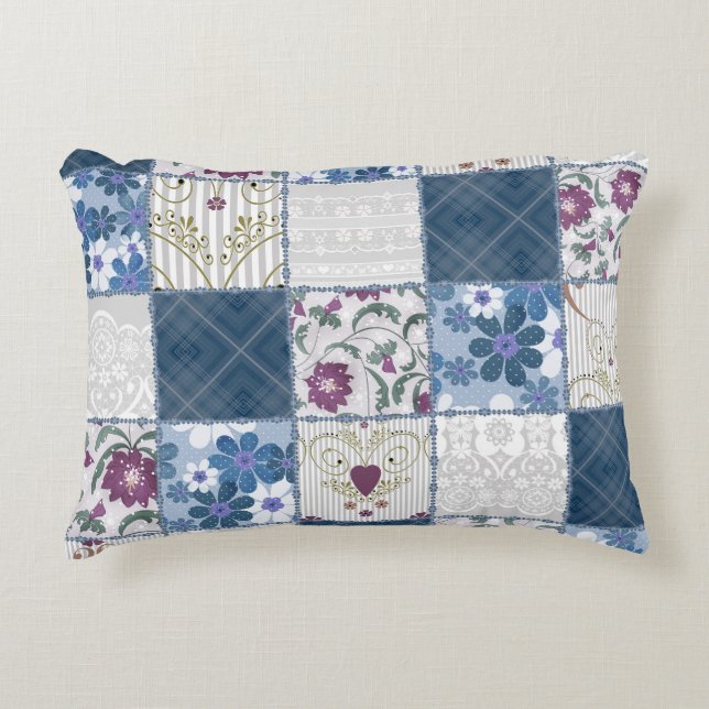 Floral Lace: Patchwork Seamless Background. Accent Pillow (Front)