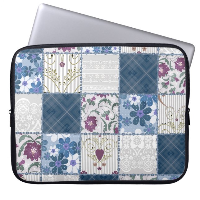 Floral Lace: Patchwork Seamless Background. Laptop Sleeve (Front)