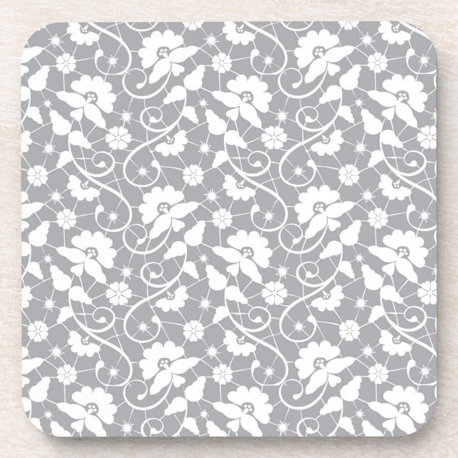 Floral Lace Pattern Beverage Coaster (Front)
